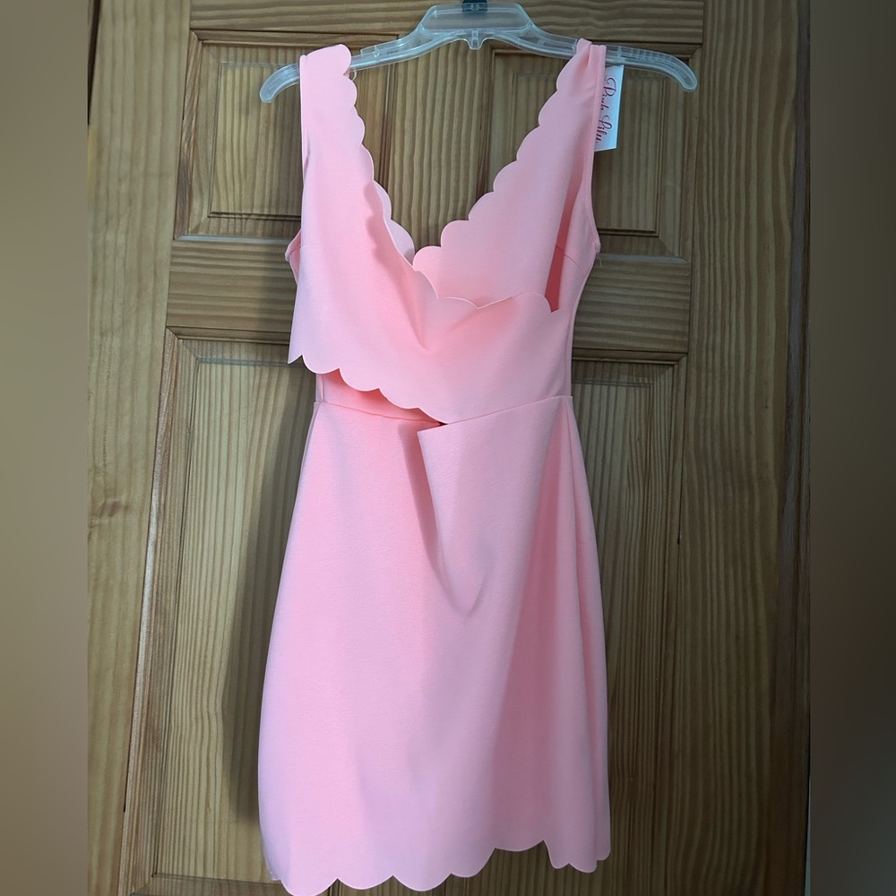 Tea n Cup Pink Sheath Mini Dress Plunge Neckline